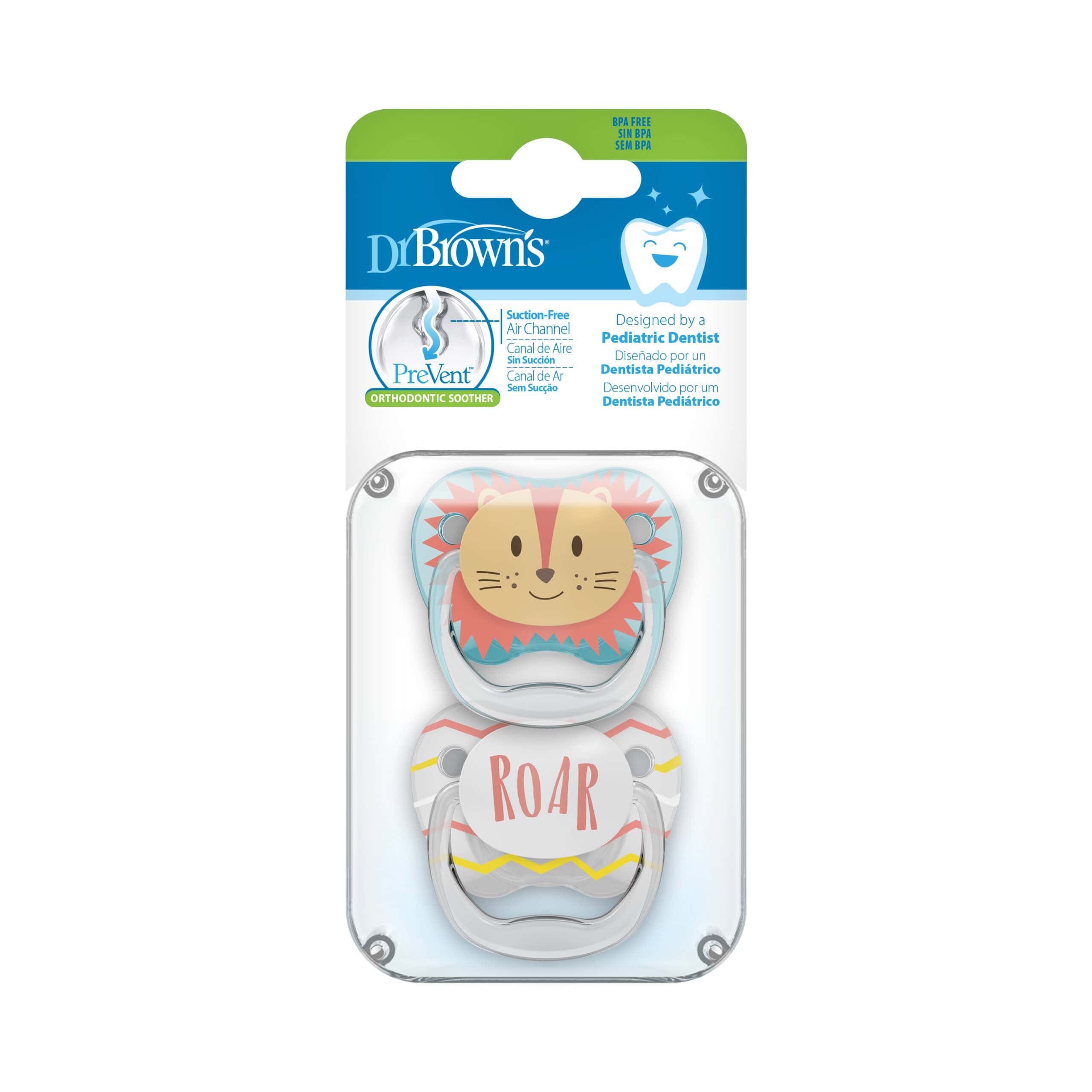 Dr.Brown's PreVent PRINTED SHIELD Soother - Stage 1, Teal & Gray, 2-Pack - Image 2