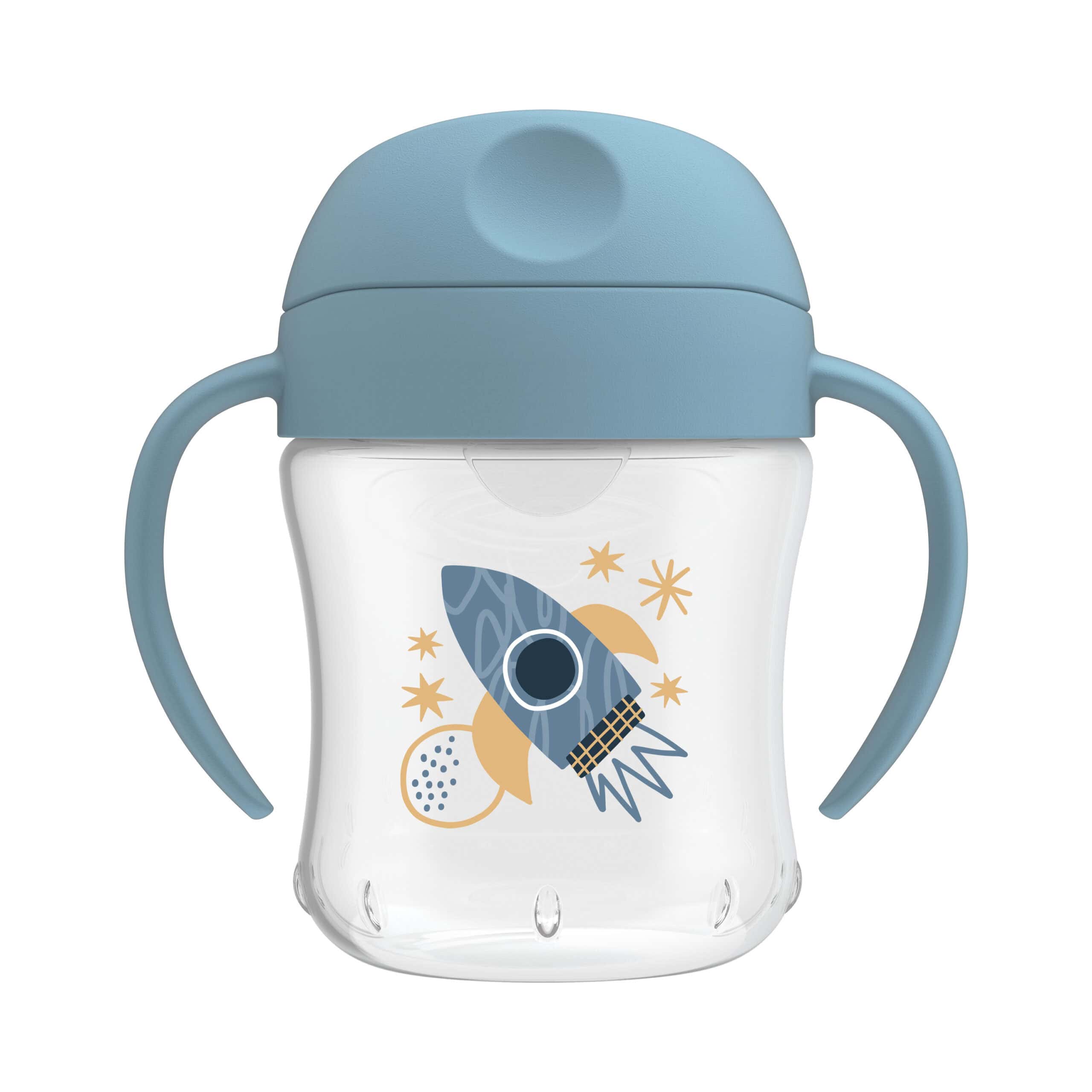 Dr. Brown's Soft-Spout Transition Cup with Handles Blue Deco, 1-Pack 180ml