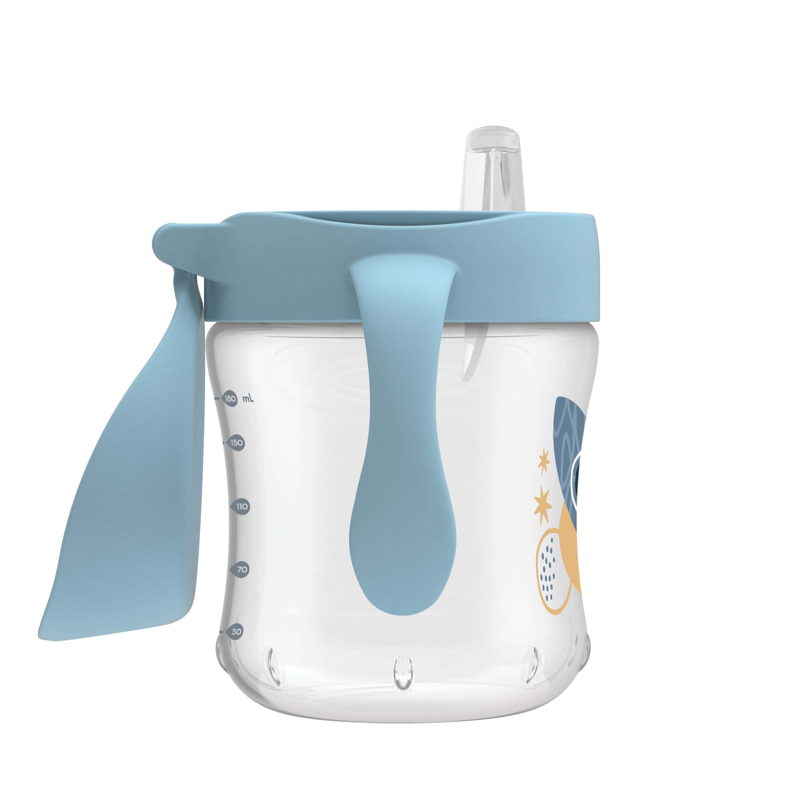 Dr. Brown's Soft-Spout Transition Cup with Handles Blue Deco, 1-Pack 180ml - Image 2