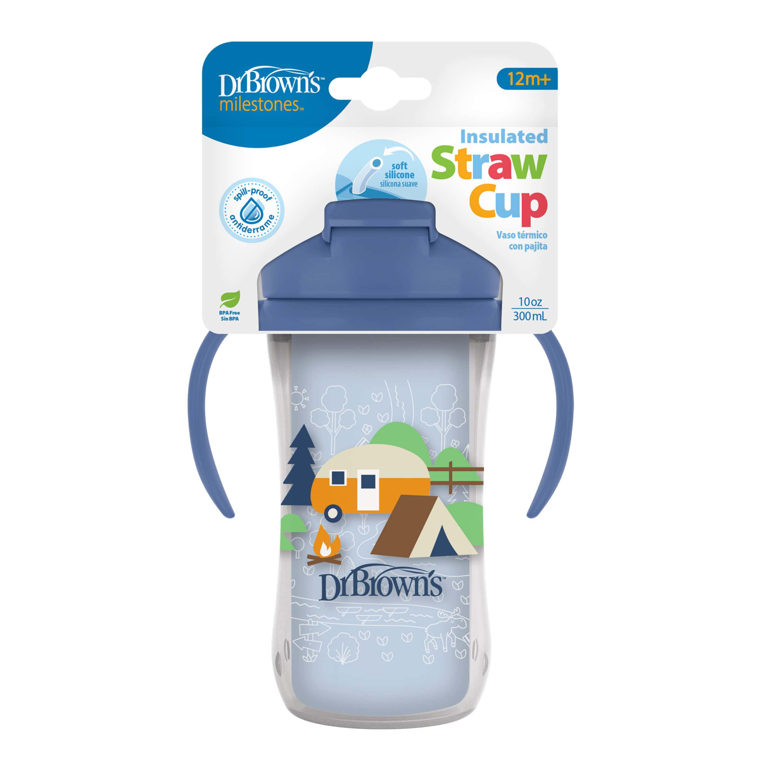 Dr. Brown's® Milestones™ Insulated Straw Cup, Blue Camping Site - Image 3